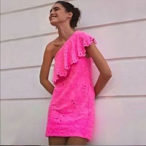 NWT Farm Rio Hot Pink one shoulder mini dress